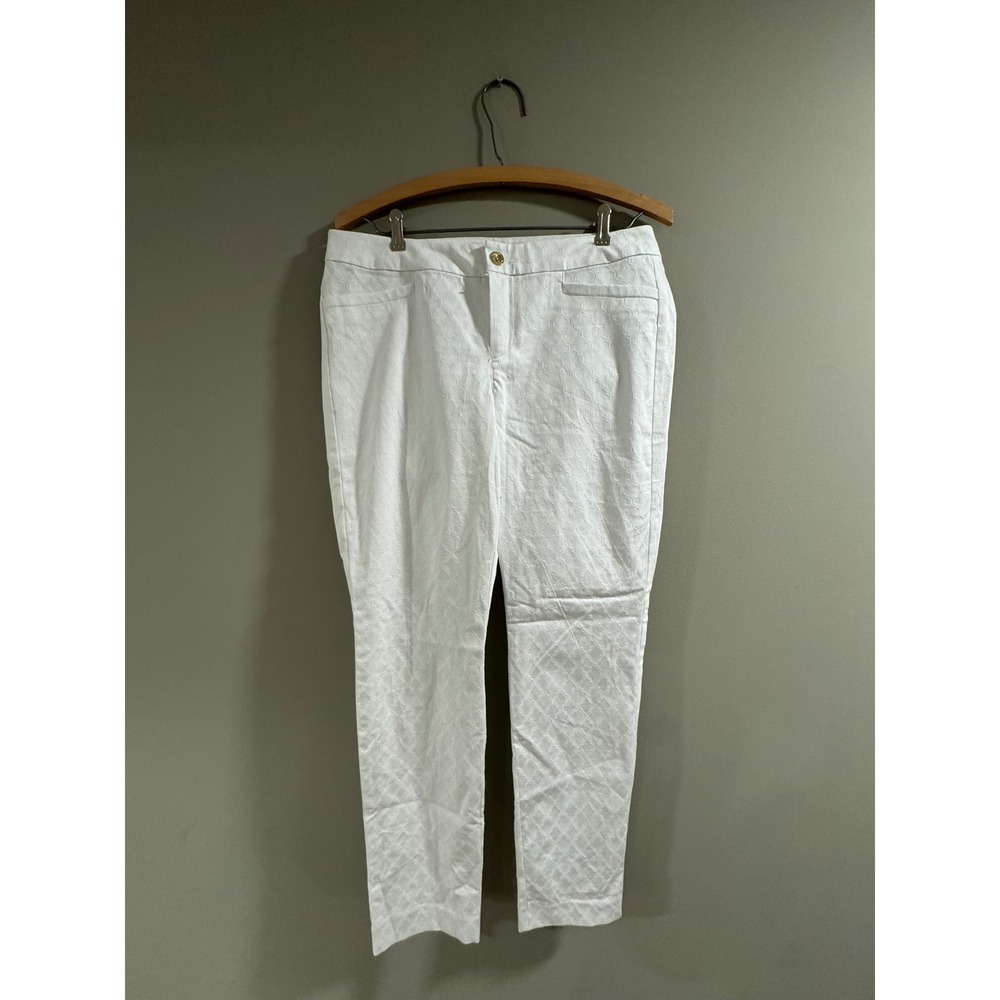 Lilly Pulitzer Kelly Ankle Pants Jacquard Trellis Size 8 White Womens - Picture 2 of 7